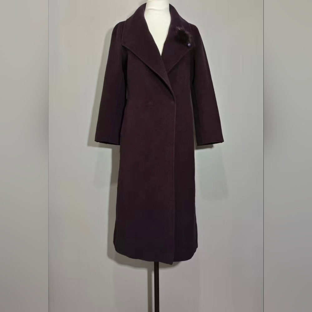 Elegant Women's Long Coat - Dark Brown